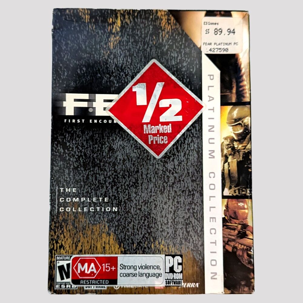 F.E.A.R. First Encounter Assault Recon PC Video Game Platinum Collection 2 Discs